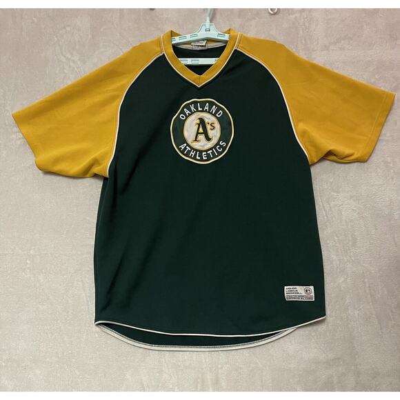True Fan Sz XL Oakland Athletics A’s Jersey Shirt Green Yellow - Picture 1 of 9